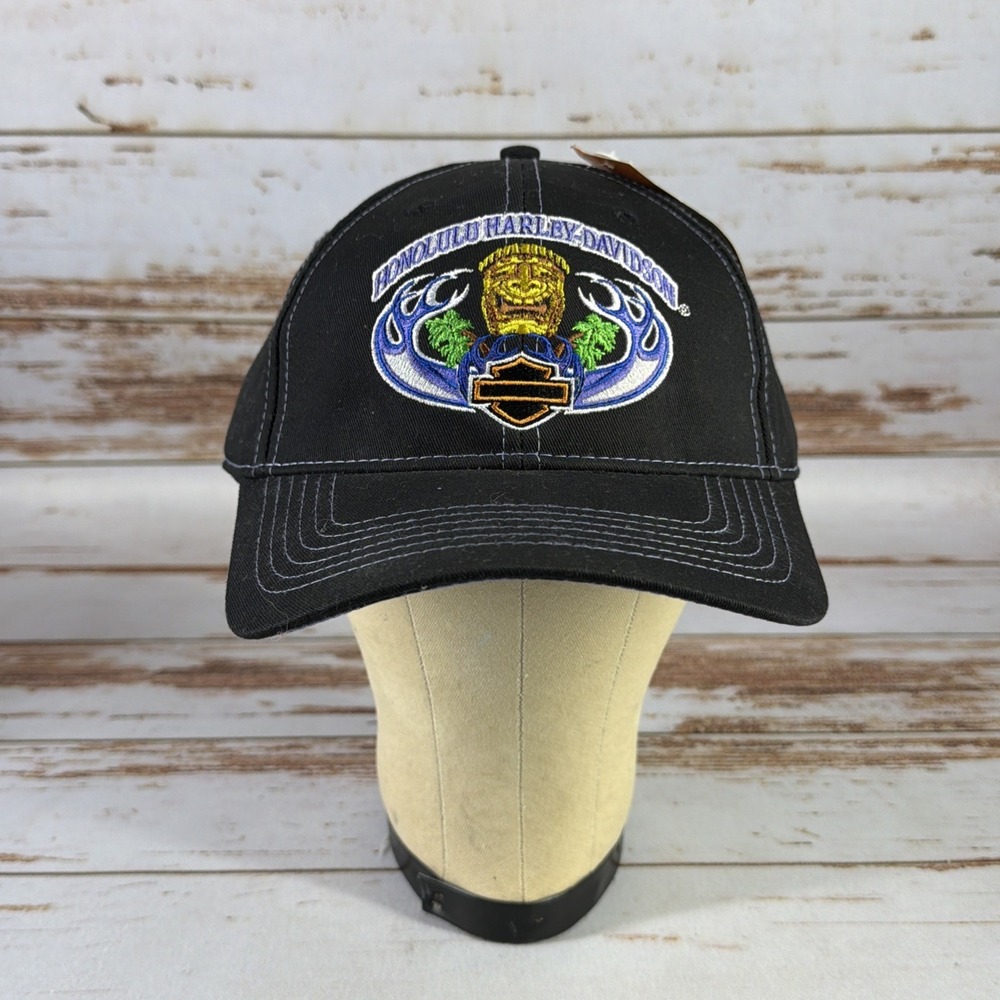 Harley-Davidson Honolulu Hawaii Black Hat Cap Souvenir Motorcycle
